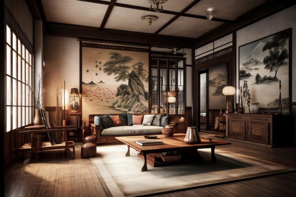 Wohnzimmer in chinesischem Design